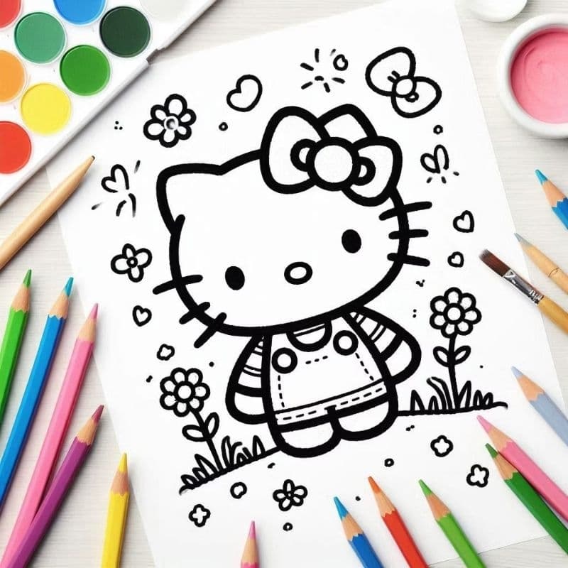 Kit 80 Desenhos Para Pintar E Colorir Hello Kitty - Folha A4 ( Soltas ) !