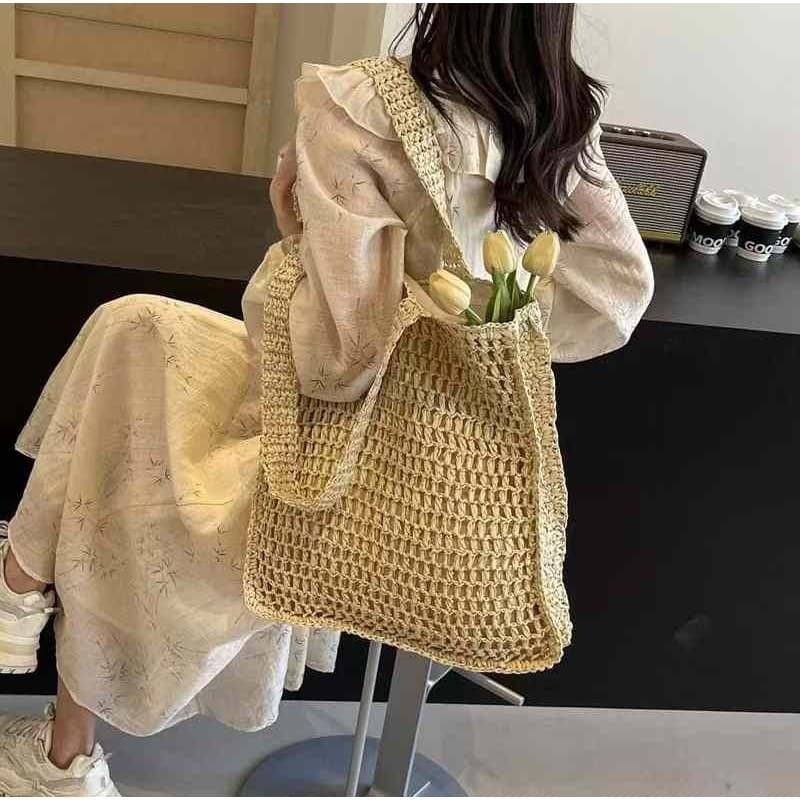 Bolsa Palha Feminina de Ombro Alça grossa - Verão Lazer Casual Praia