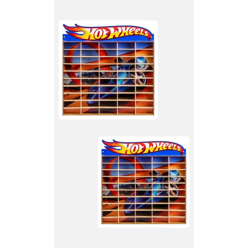 Estante Porta Carrinhos Hot Wheels Colorido Kit 2 Unid 50 Carrinhos cada Mdf Adesivado