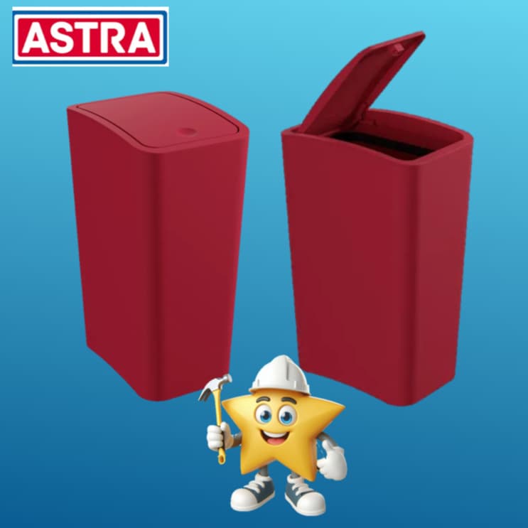 LIXEIRA COM TAMPA CLICK 8 LITROS PARA BANHEIRO COZINHA  ASTRA COR BORDÔ (1LIXEIRA)