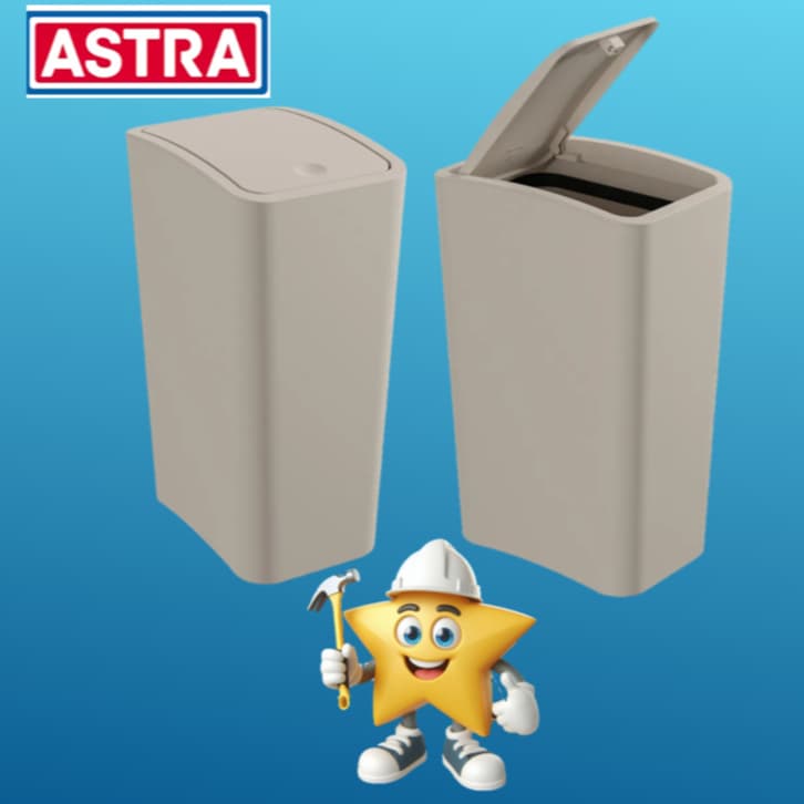 LIXEIRA COM TAMPA CLICK 8 LITROS BANHEIRO COZINHA ASTRA  COR ARGILA - ( 1 LIXEIRA)