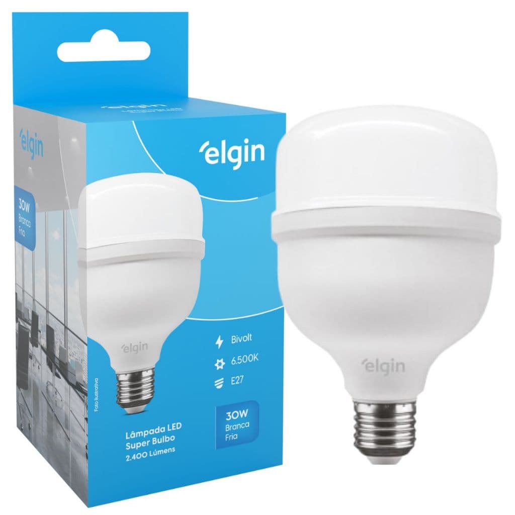 Lâmpada Super Bulbo Alta Potência Bivolt Led 30w 6500k Branco Frio (LUZ BRANCA) - Elgin