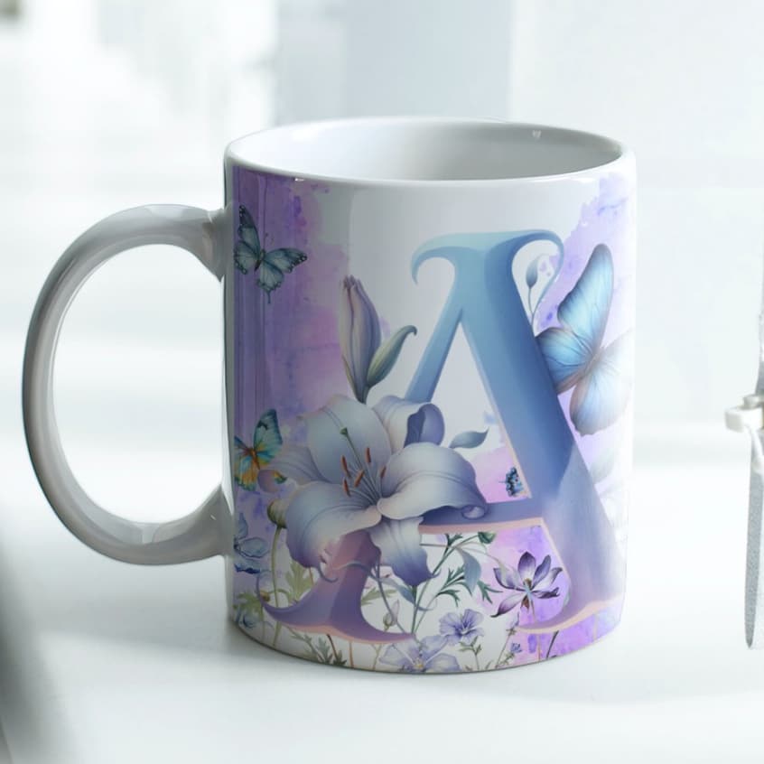 Caneca Xícara Personalizada Presente Com Seu Nome Floral