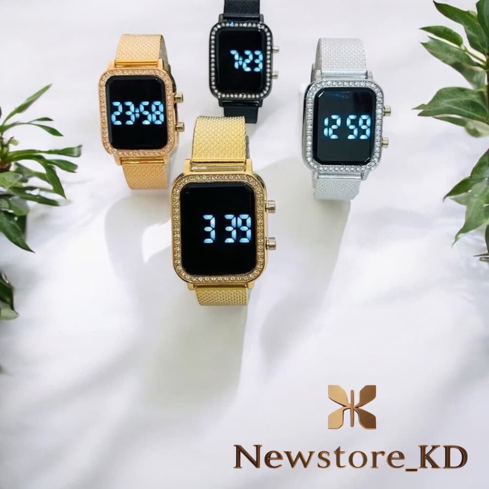 Relógio Feminino Digital led Brilho Pulseira Resina Com Strass