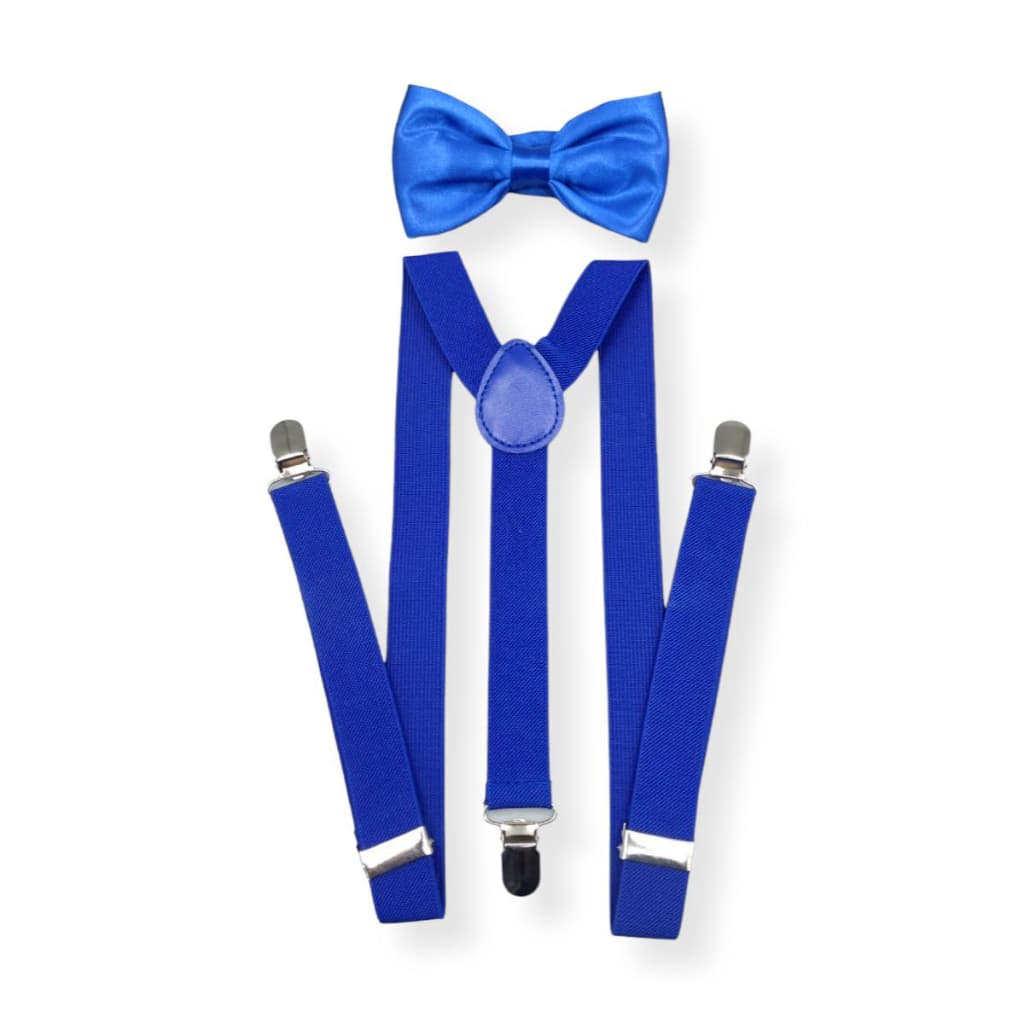 Suspensório + Gravata Borboleta Azul Royal Infantil ou Adulto