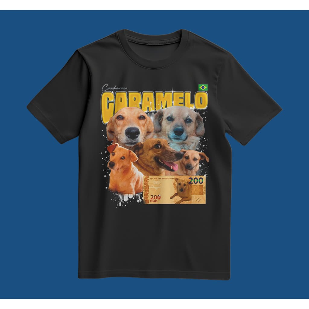 Camiseta Cachorro Caramelo P Sair Unissex Streetwear Estampa Bootleg Em DTF