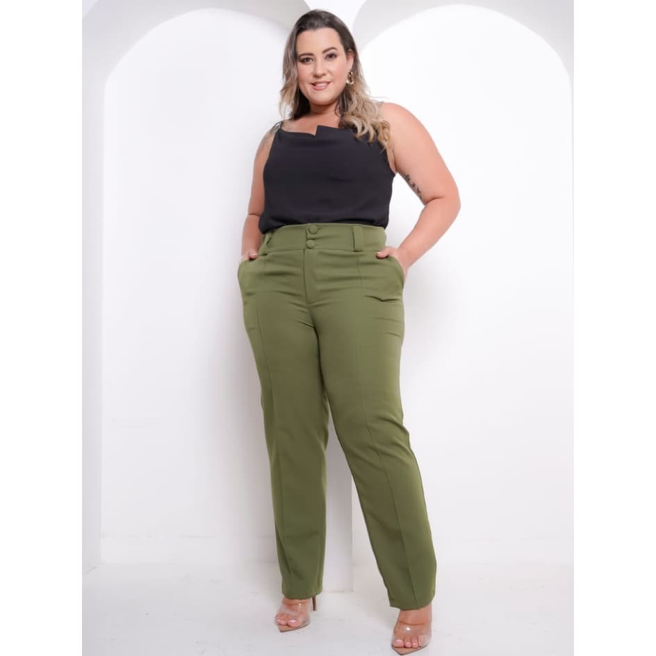 Calça Social Feminina alfaiataria Cintura Alta Plus Size 40 - 52