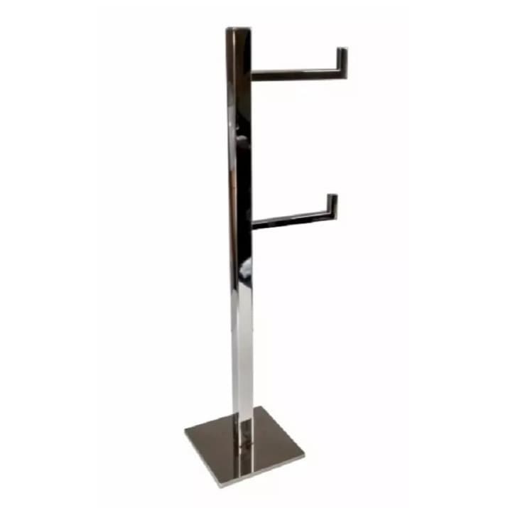 Porta Papel Higiênico De Chão Duplo 50cm Em Aço Inox Premium