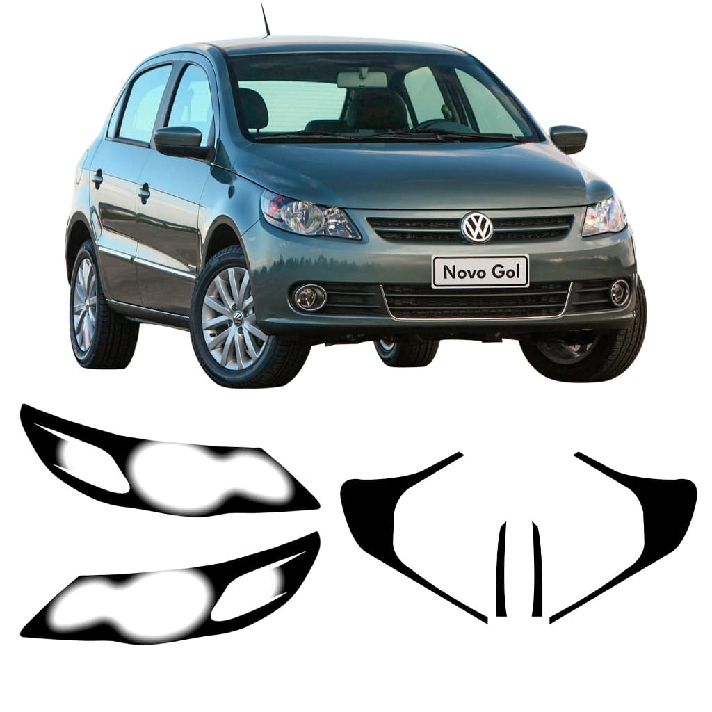 KIT PAR APLIQUE MASCARA NEGRA FAROL+ LANTERNA GOL UNIVERSAL
