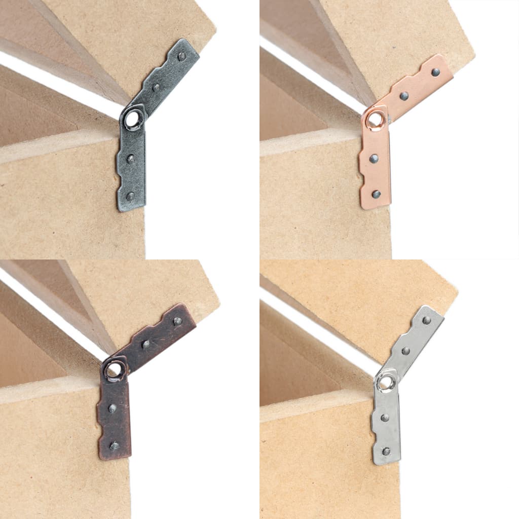 Mini Dobradiça Metal Canto Lateral 4 Peças Decoração Caixas Artesanato Mdf Baús Ferragens