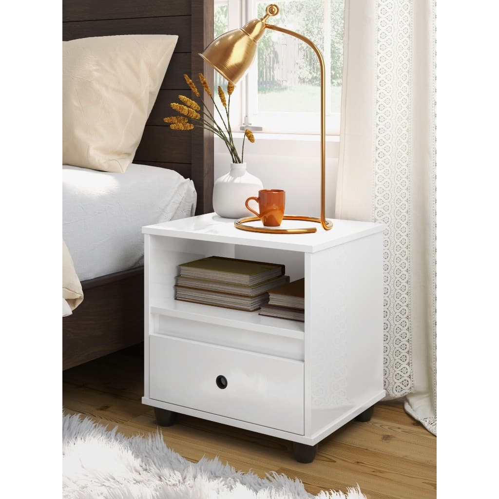 Mesa de Cabeceira Mudo Box com Gaveta Nicho Cama Quarto