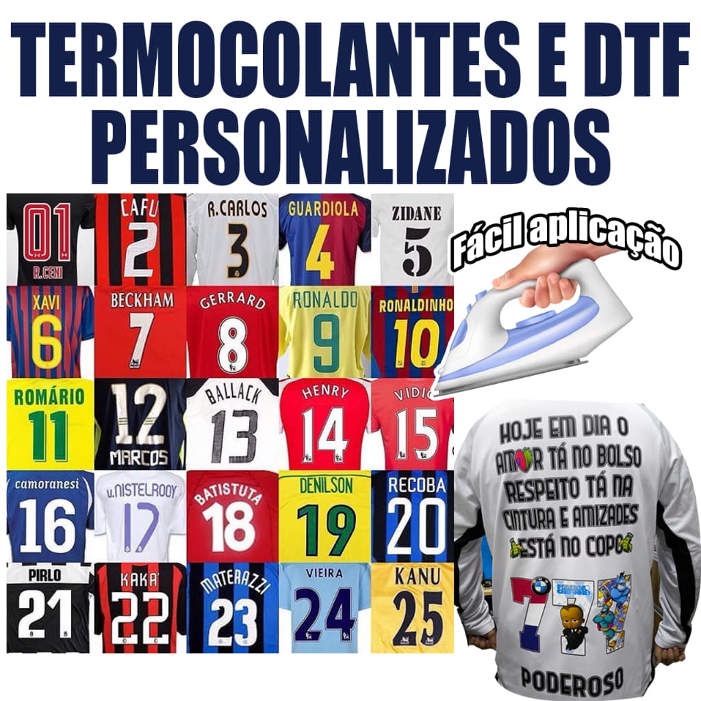Kit Nome + Número Para Personalização De Camisas De Times de Futebol + frase