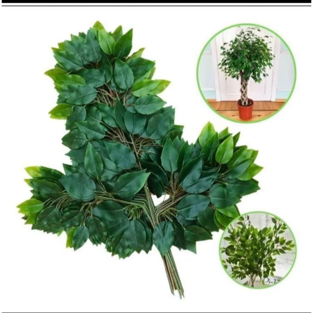 Kit 12 Galhos Folha De Ficus Artificial Decoração Folhagem