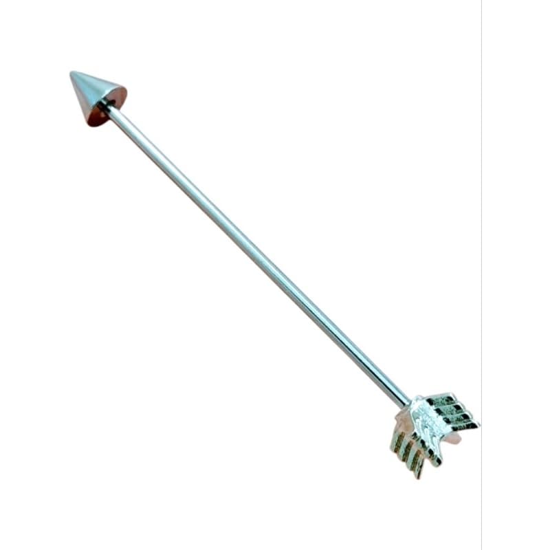 piercing transversal flecha ponta Spike 38mm aço prata 1 unid unissex