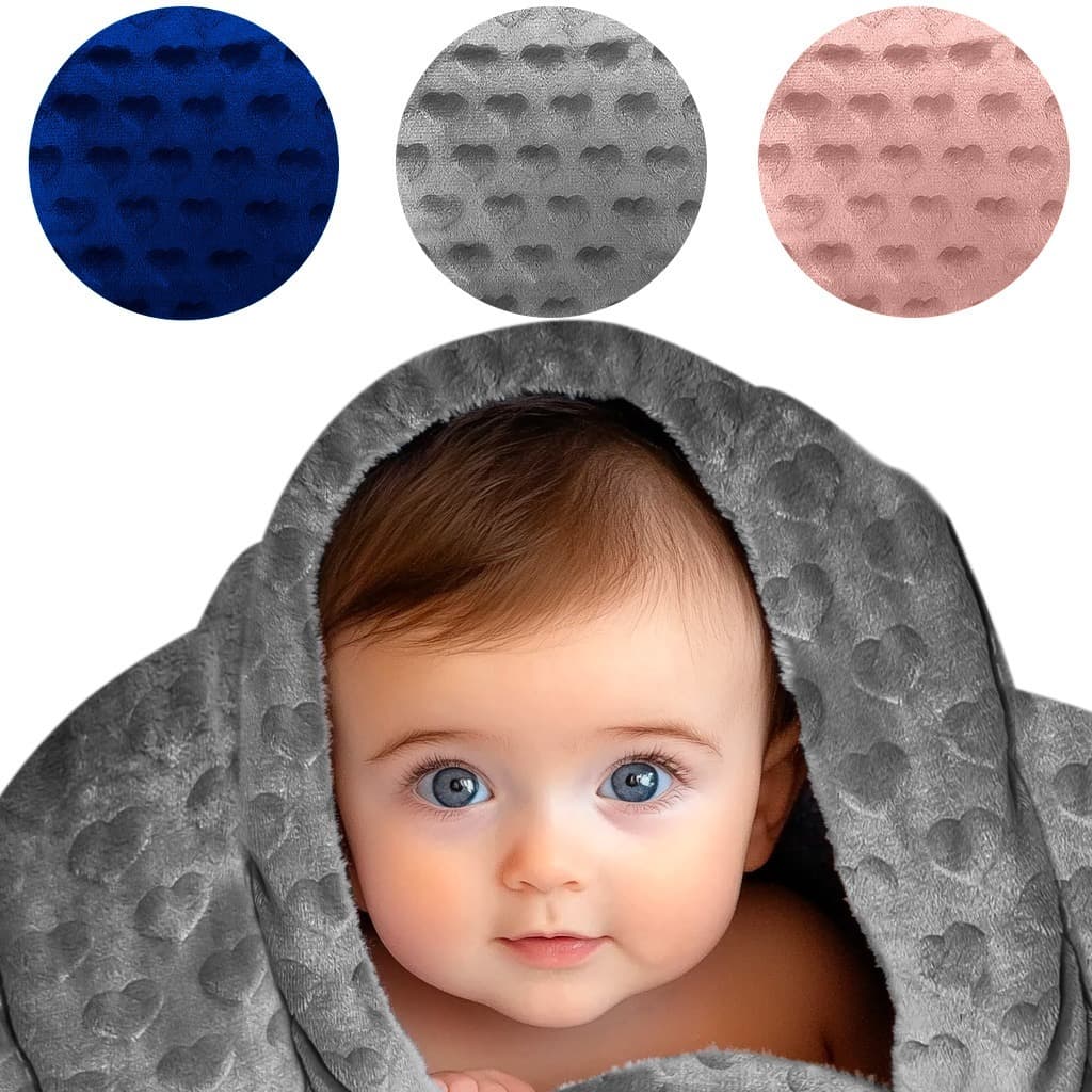 Cobertor infantil para bebê Tecido Flannel com Coração para Menino ou Menina