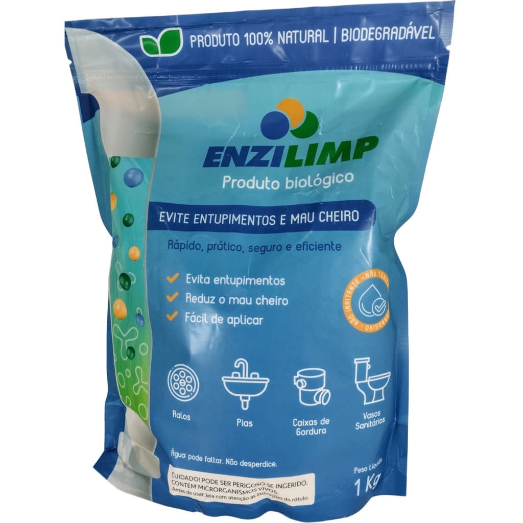 Enzilimp Bactérias Limpa Caixa Gordura Fossa Ralo Cano 1Kg