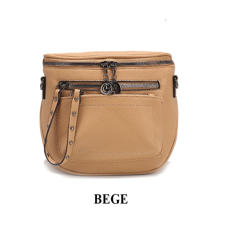 Bolsa Pochete Feminina Em Couro Pu Transversal Tipo Pochete Com Zíper Duplo