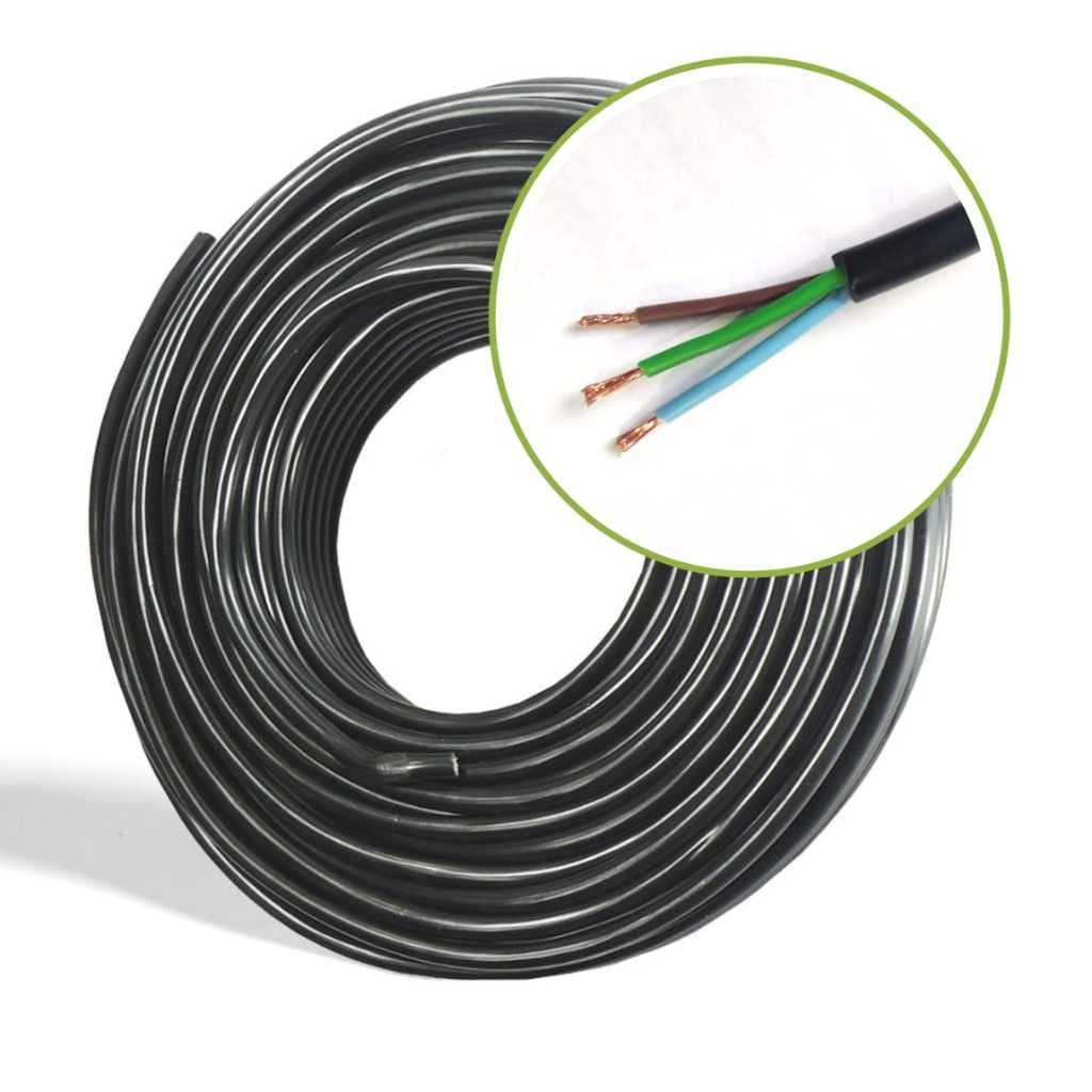 Cabo pp Extensão 3 Vias 1,5mm 3x1,5mm Flexível Rolo 10 Metros 100% Cobre