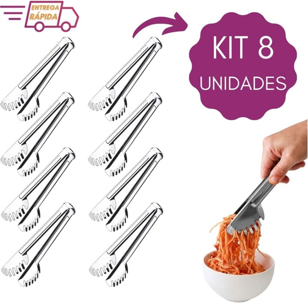 Kit 8 Pegador de Massas Inox 20 cm Buffet Restaurante Cozinha