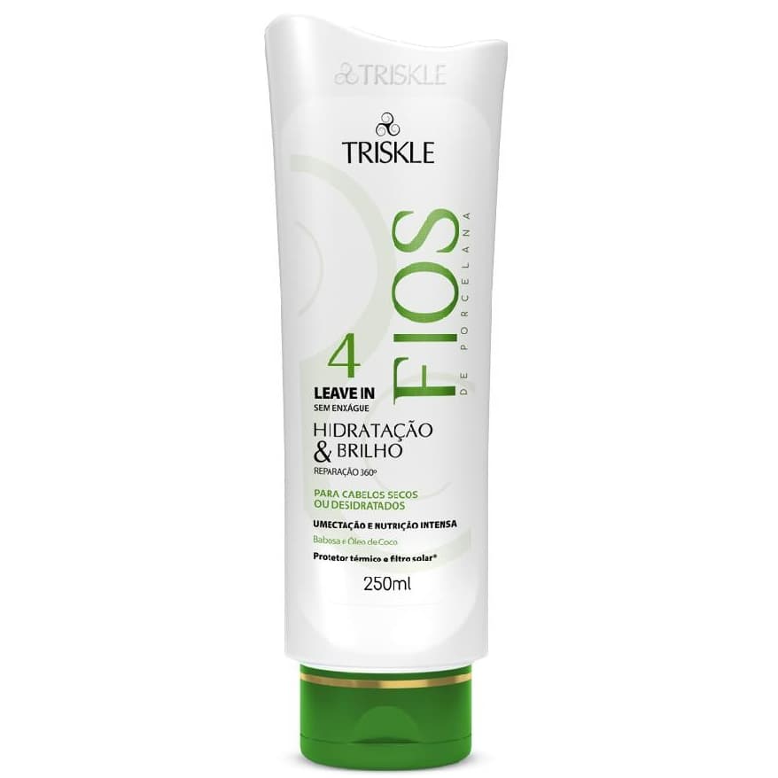 Triskle Fios Porcelana Leave-In Creme Finalizador Hidratação Brilho Termoativo Umectação  250ml