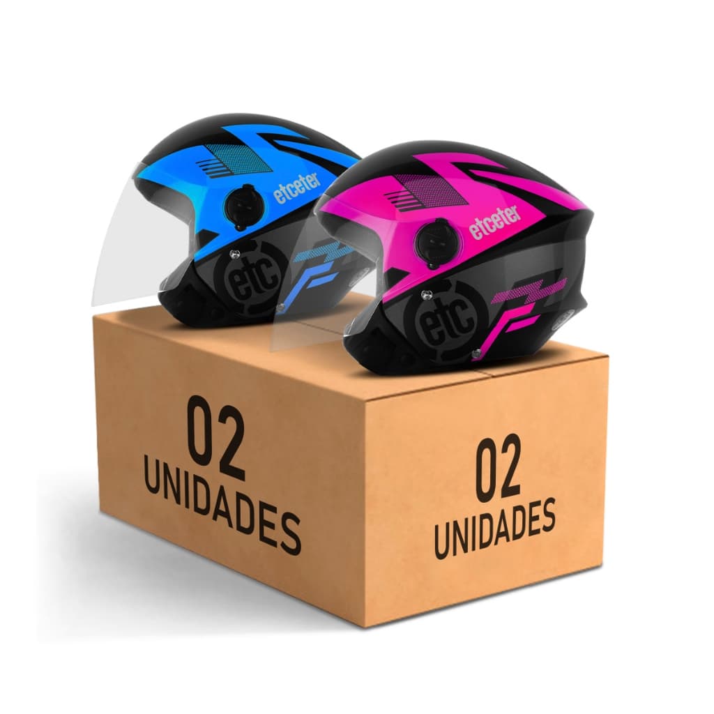 Kit Capacete Moto Aberto Feminino E Masculino De Moto Urbano Etceter Open Pro Tork  Modelo Azul