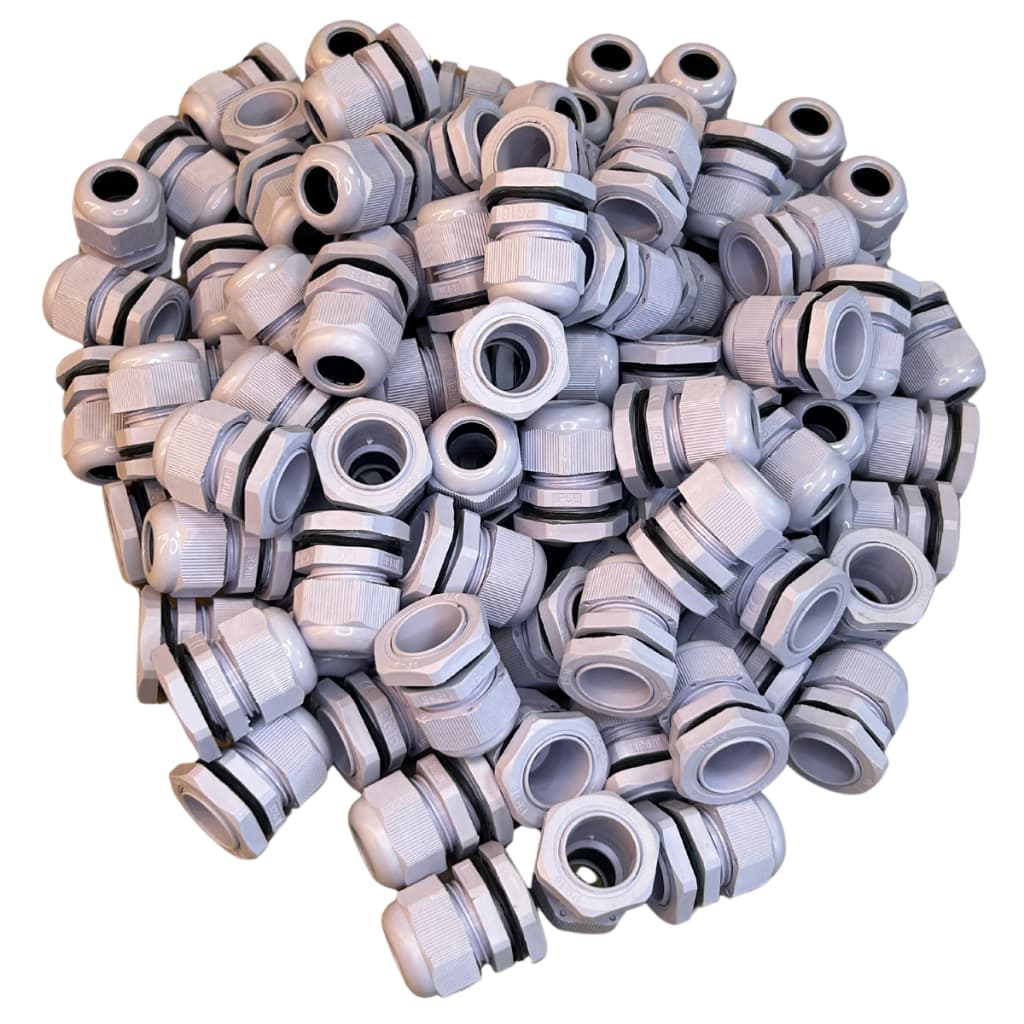 Kit 100 Peças Prensa Cabo Pg9 5/16 8mm Nylon Ip68 Cinza