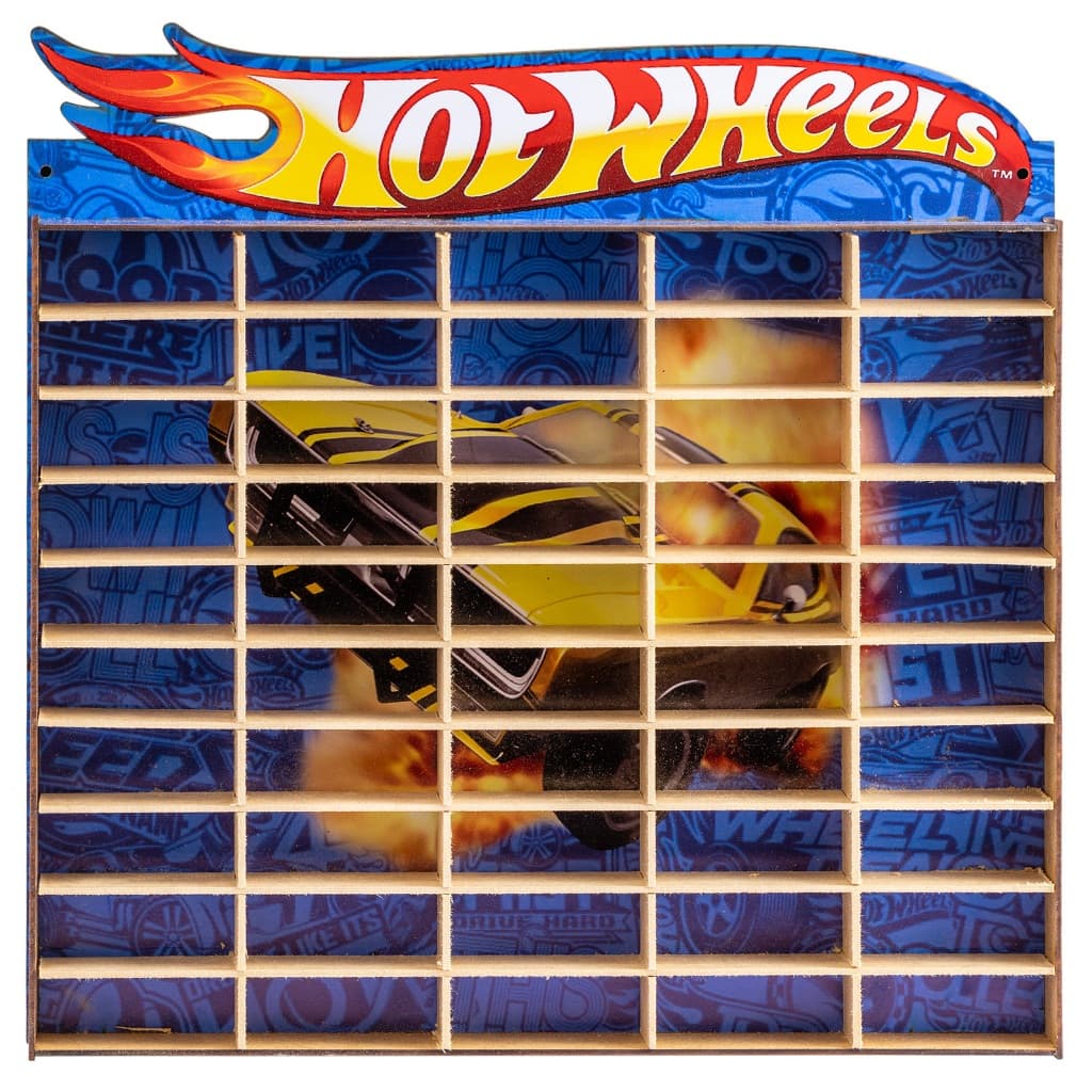 Nicho Expositor Carrinhos Hot Wheels Para 50 Carrinhos em MDF Adesivado Azul