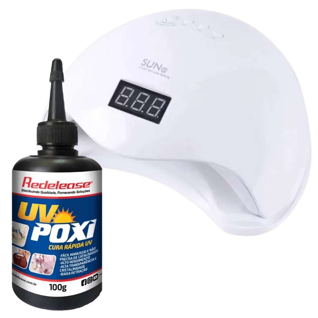 Kit Cabine de Luz Led/uv 48w + Resina UV poxi Redelease