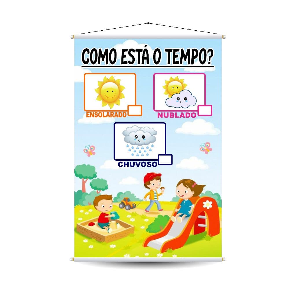 Banner Escolar COMO ESTÁ O TEMPO Educação infantil Alfabetização Recurso Pedagógico