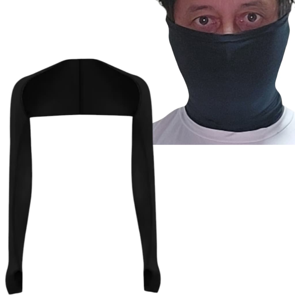 Kit Manguito + Mascara Esporte Academia Ciclismo Sol Frio Protecao UV Bandana  Unissex