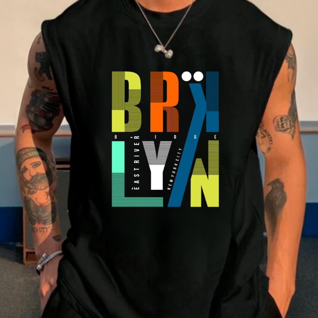 Regata Masculina Brooklyn Oversized Larga Moda Masculina Algodão Top