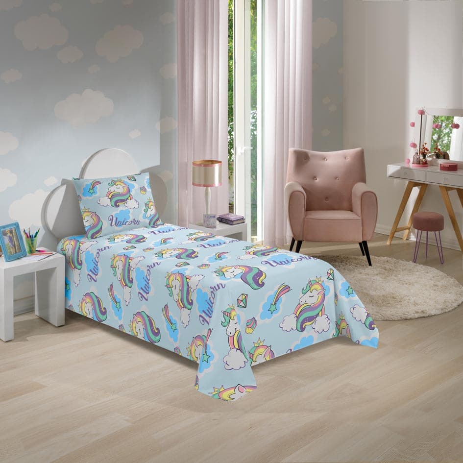 Roupa De Cama solteiro unicornio barata