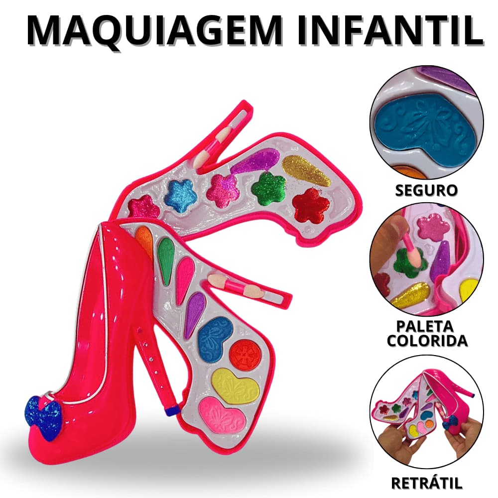 Estojo De Maquiagem Infantil Make De Crianças Maquiagens De Crianças Makes Com Pincel Menina
