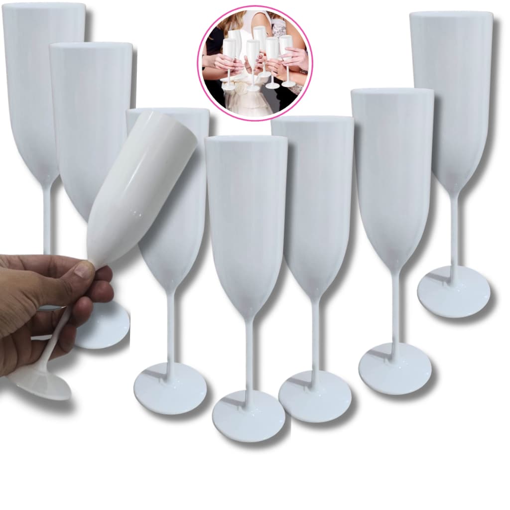 30 Taças Champanhe Espumante Festa Acrilico 160ml Branca