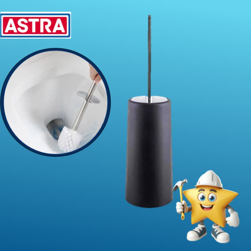ESCOVA SANITÁRIA COM BASE REDONDA BANHEIRO ASTRA PRETO