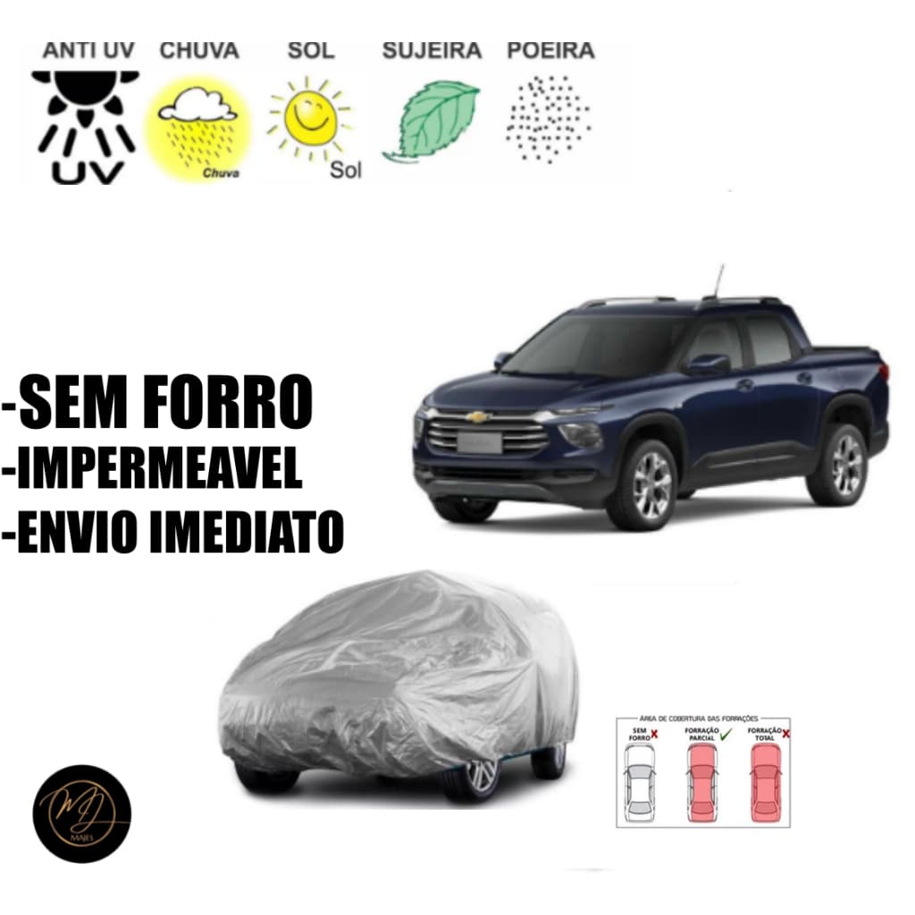 Capa de Cobrir Carro MONTANA SEM FORRO G- Impermeável e Proteção Completa contra Sol, Chuva