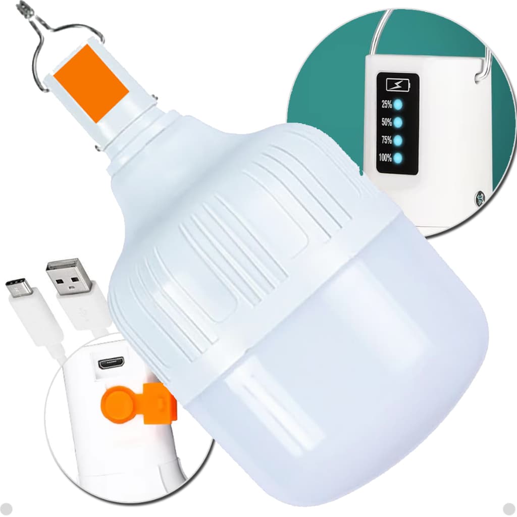 Lampada Luz Branca Lampião Recarregável Usb visor led Portátil