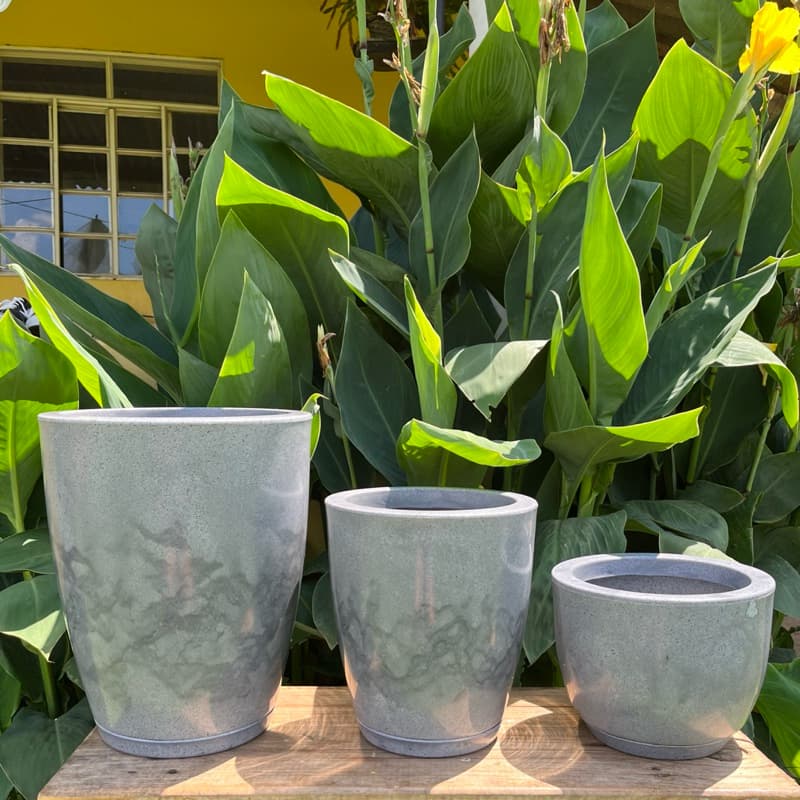 Vasos para Plantas Polietileno Kit com 3 Coluna Bojo Marmorizado 1, 2 e Bojo Marmoziado 1