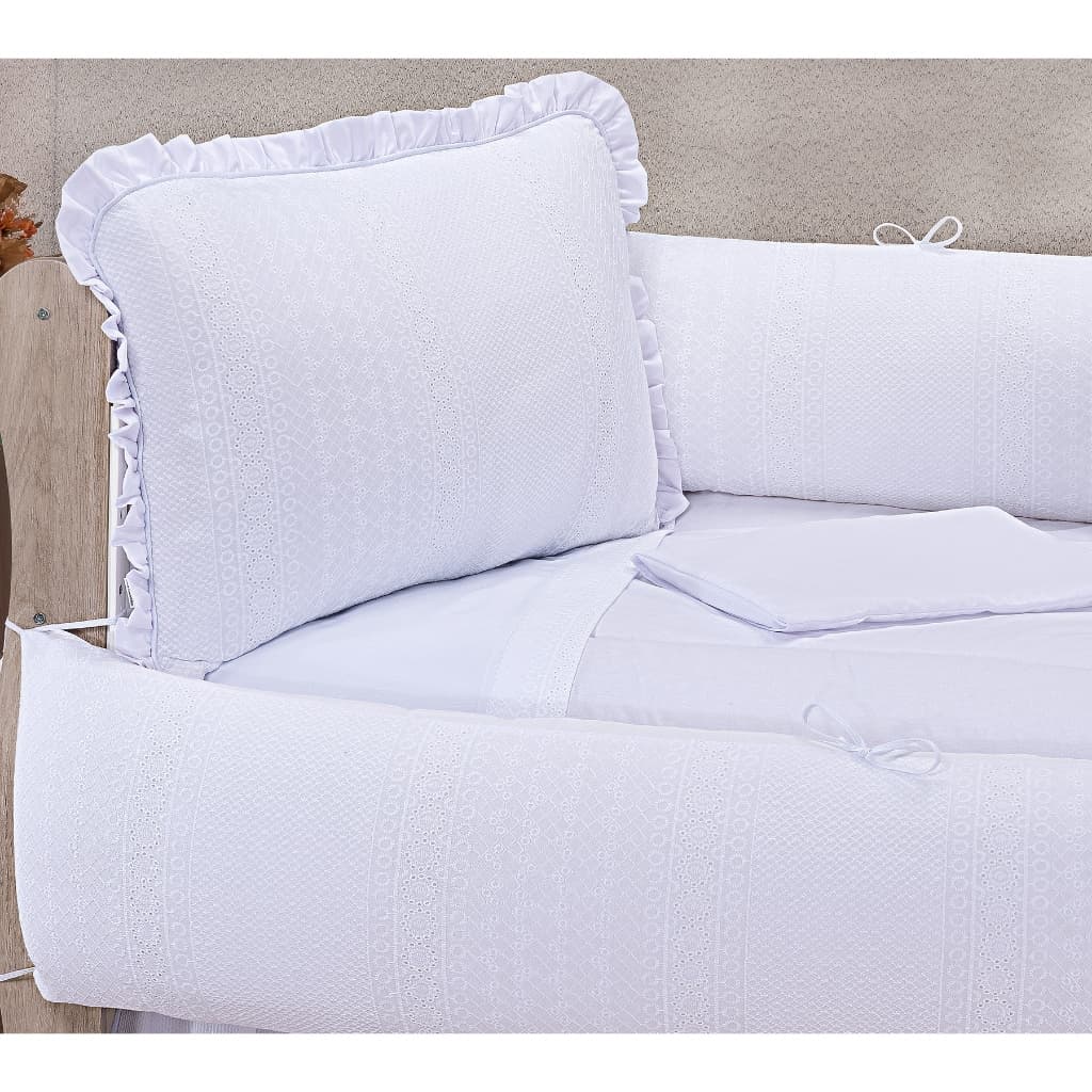 kit de berço americano lese branco algodão