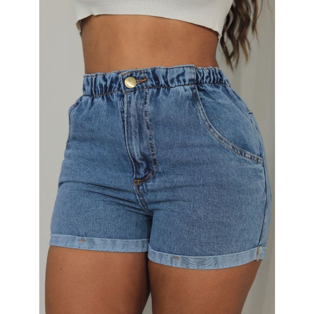 Shorts Jeans Feminino com Elástico no Cós
