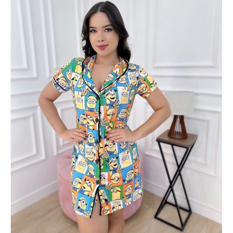 Camisola Pijama Chamise Americana De Algodão Pós Operatorio Amamentar Suede Premium