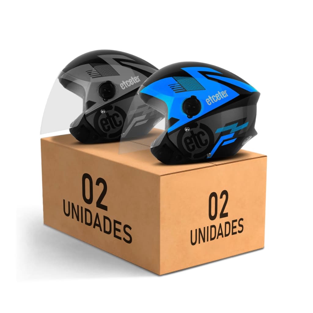 Kit Capacete Moto Aberto Feminino E Masculino De Moto Urbano Etceter Open Pro Tork  Modelo Cinza
