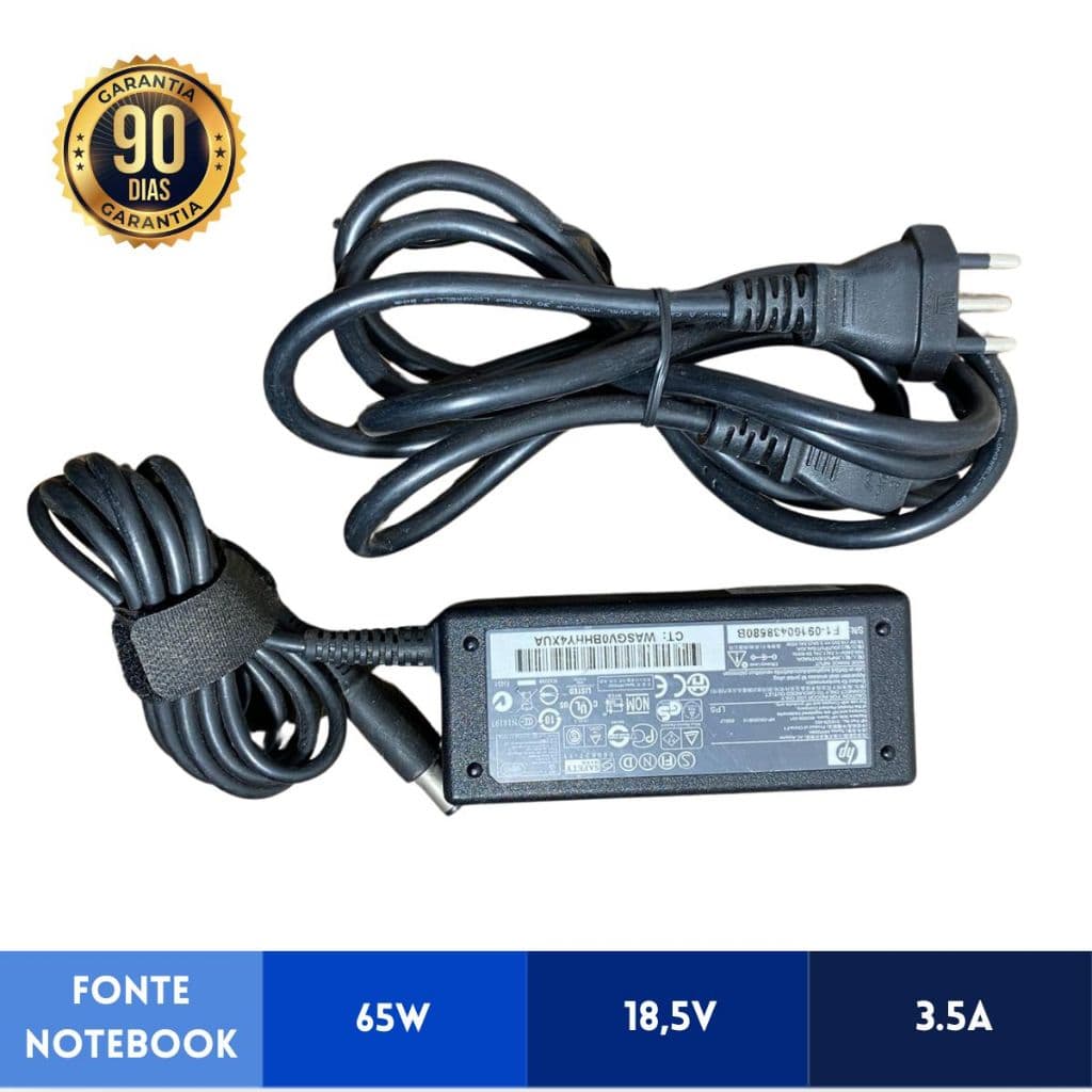 Fonte Para Notebook HP Original 65W 18,5V 3.5A | PPP009H