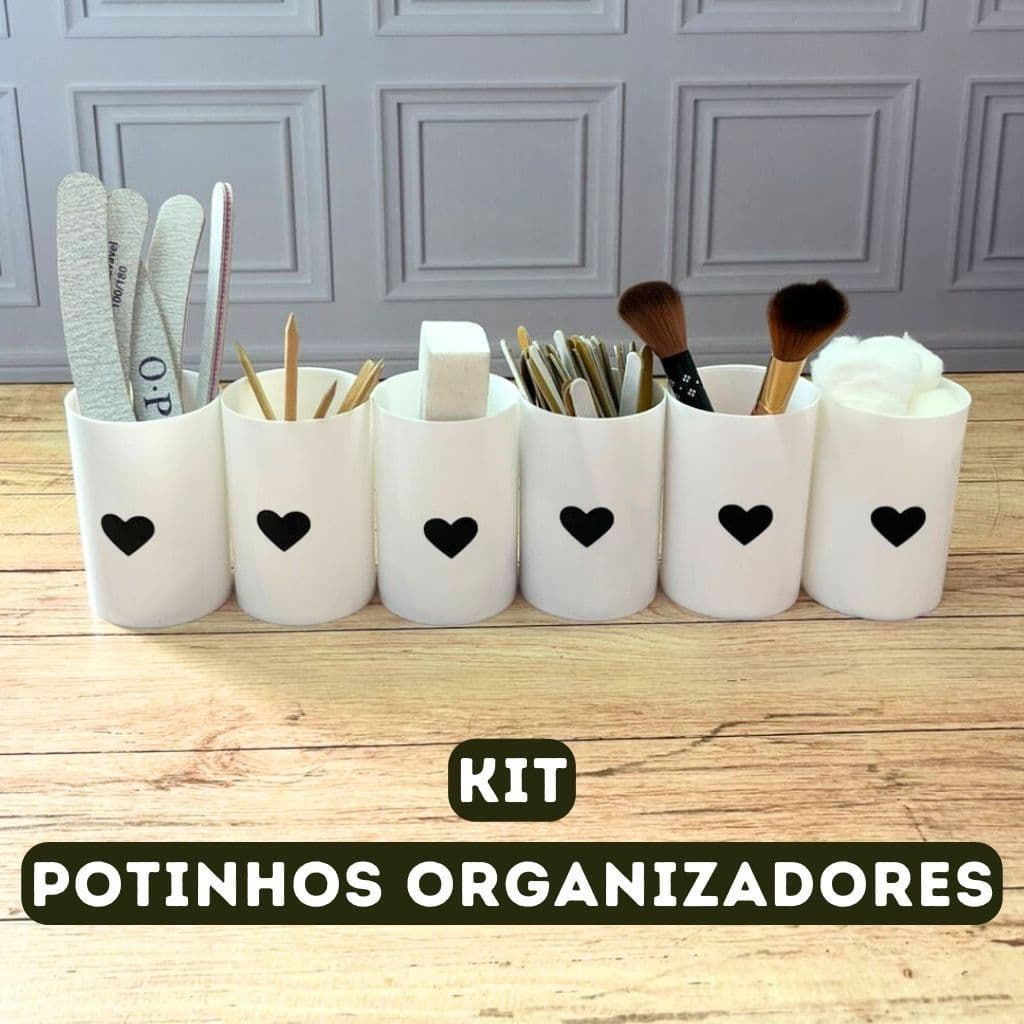 kit Organizador nail manicure porta algodão esmalte pincel maquiagem potinhos lixas algodão
