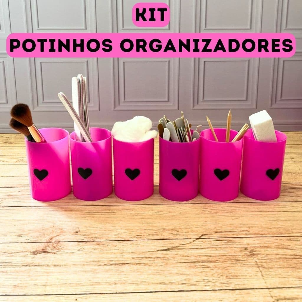 kit Organizador nail manicure porta algodão esmalte pincel maquiagem potinhos lixas algodão