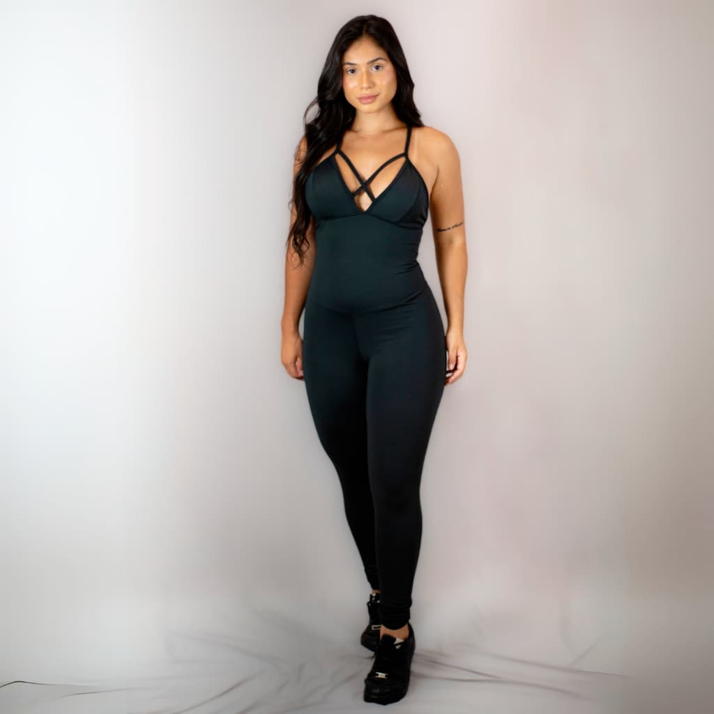 Macacão Fitness Poliamida Feminino Empina Bumbum Decote Strappy