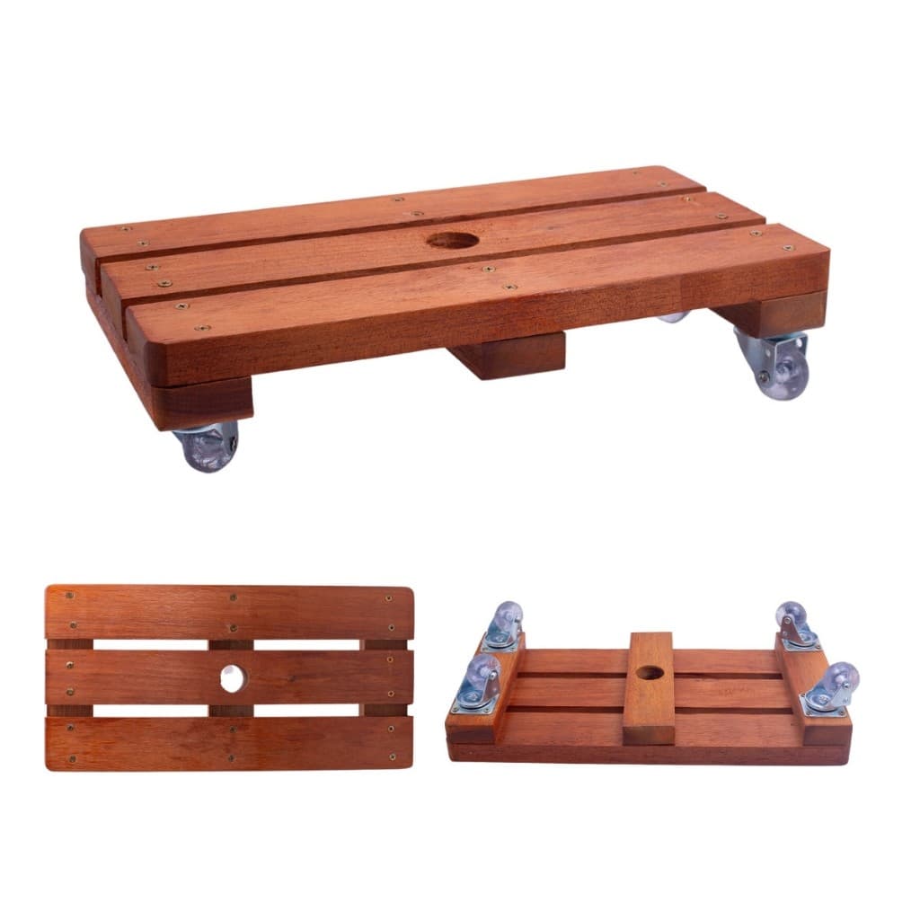 Suporte Para Vaso De Planta Jardineira 60x20 Cm Madeira Tratada Rodinhas Gel Silicone Premium