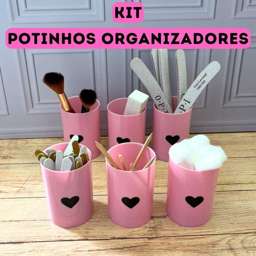 kit Organizador pincel maquiagem para penteadeira potinhos fofos potes decorativos