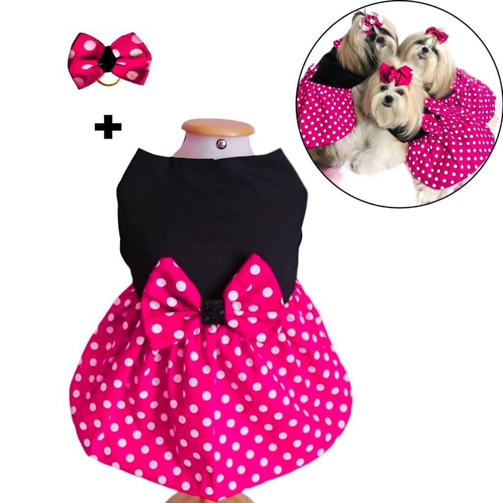 Roupa Roupinha Para Cachorro Pet Vestido Pet Fantasia Minnie Caes Gatos Rosa Vermelho