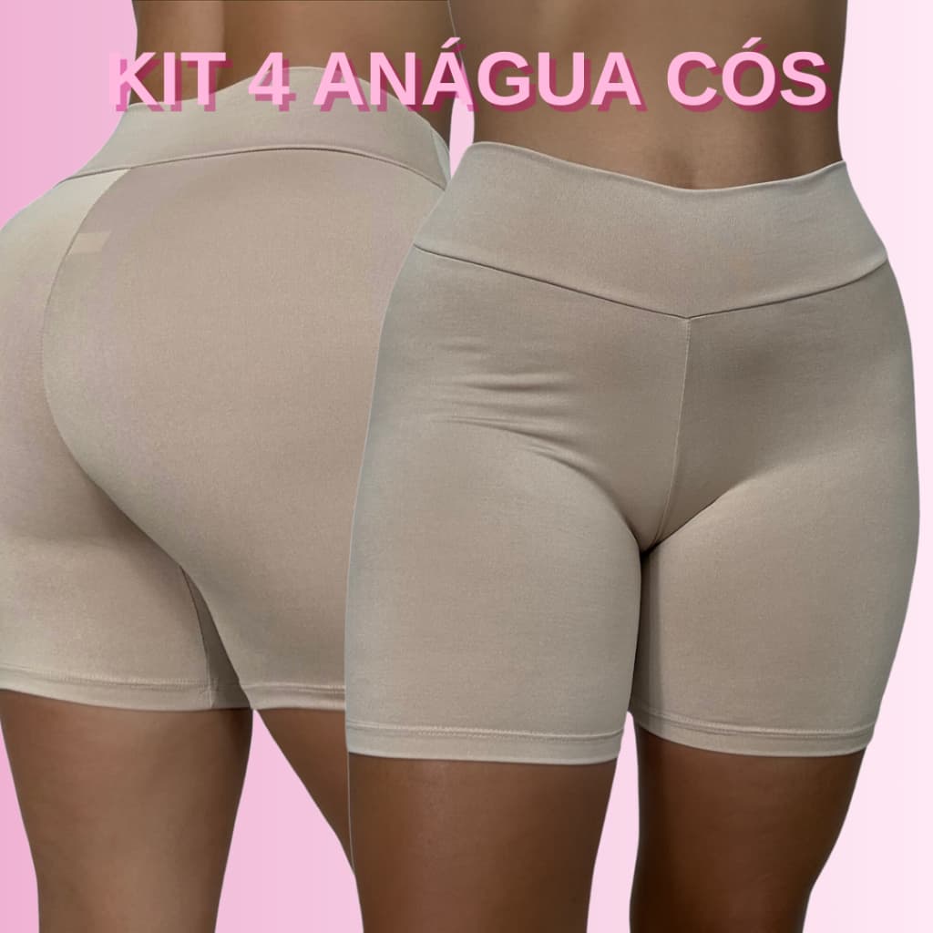 Kit 4 Short Anágua Cós Alto Reforçado Bermuda Segunda Pele Alta Qualidade Comprido